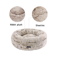 Lit rond de haute qualité pour animaux de compagnie, rembourré, lit doux pour chien, en fausse fourrure douce, ultra luxe