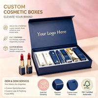Boîte d'emballage magnétique biodégradable, luxe, faite à la main, design personnalisé, 6 flacons de parfum miniatures, ensemble cadeau de gloss à lèvres, boîte d'emballage