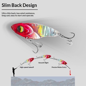 Nuevo señuelo artificial duro Sishuo Vib con diseño ultrafino en la parte posterior, estampado de pez, con pluma de pesca, anzuelos de metal de cobre recubiertos de plomo y lentejuelas. - Product Image 4