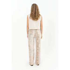 Ecrum กางเกงเอวสูงผ้าลูกฟูกเอวสูงของผู้หญิงกางเกงลำลองดีไซน์มีลวดลาย - Product Image 3