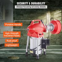 VEVOR-Tarière électrique pour égout, 5/8 pouces, 370W, 7 coupeurs, contrôle CW/CCW, 1.6 pouces, 2 câbles sectionnels en acier, drain