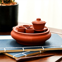Plateau à thé rond Zisha de style chinois, mini-réservoir d'eau, ensemble de thé portable pour voyage en plein air parent-enfant, jouet pour le thé de l'après-midi, Chaozhou