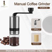 Moulin à café manuel commercial en gros, en acier inoxydable, à manivelle réglable, portable, pour expresso, idéal pour les cafés