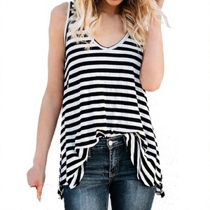 Women's Black White Solid O-Neck Breathable Tank Top Plus Size Casual Summer Knitted Sleeveless Front Logo - Product Image 1