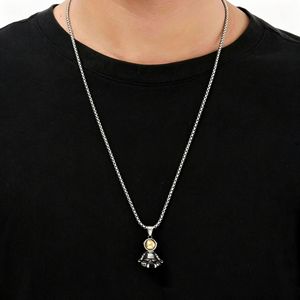 yunnique Astronaut Meditation Fun <b>Titanium</b> Steel Pendant Cartoon Geometric Unisex Necklace Gift Stainless Steel JD215 - Product Image 3