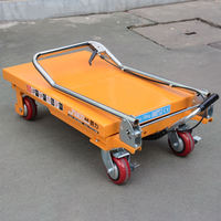 Chariot élévateur hydraulique mobile à ciseaux avec pompe manuelle pour le transfert de marchandises en entrepôt et en usine
