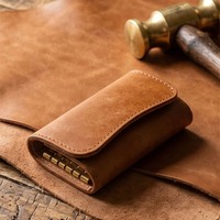Pochette à clés en cuir véritable pour homme, fermeture à bouton, organisateur de clés multifonctionnel, style jeune, sac de rangement en cuir de vachette