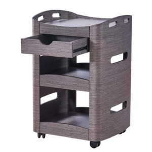 Chariot de salon de beauté en bois gris foncé - Product Image 1