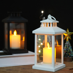 Linterna portátil cuadrada LED de Navidad con velas, uso de batería AA, lámpara de viento de vidrio de plástico, luz colgante para decoración del hogar - Product Image 6