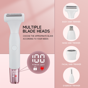 Kit d'épilation 4-en-1 indolore, rasoir électrique IPX7 pour <span class=keywords><strong>femme</strong></span>, épilation du visage, du corps, des poils pubiens et du <span class=keywords><strong>nez</strong></span> - Product Image 4