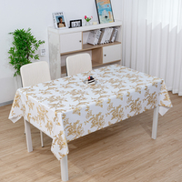 Nappe rectangulaire en PVC RNPT à motif floral gaufré feuilles d'or, nappe en plastique lavable et anti-taches pour table (Tischdecke)