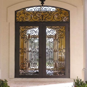 Decorativi in ferro battuto doppio schermo di vetro porte di ingresso <span class=keywords><strong>con</strong></span> specchio di poppa - Product Image 2