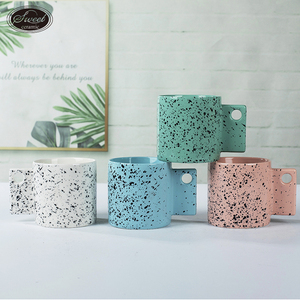 Tasse à café tazas para cafe en céramique bluk avec poignée papillon personnalisée créative, cadeau tasse en céramique porcelaine à point <span class=keywords><strong>de</strong></span> pulvérisation vert - Product Image 6