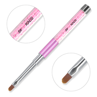 Pinceau à ongles en cristal de luxe 6 #   Stylo de coloriage et de dessin en gel à fibres ondulées avec manche en strass acrylique, outils de manucure