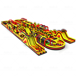 Fun Inflatable Wipeout Race Track Ninja Obstacle Course Fabricante con Diapositivas Gigantes para Eventos al Aire Libre Fiesta Atracción - Product Image 1