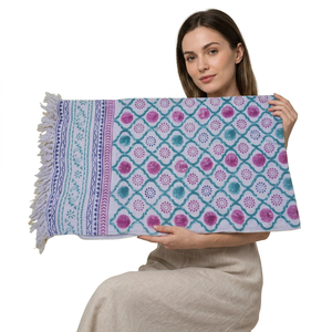 Vente en gros de couvertures en tricot pliables à motifs géométriques, 100% coton, écologiques, tissées à la main, chaudes pour l'hiver, style européen et américain - Product Image 1