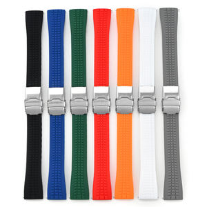 Bracelets de <span class=keywords><strong>montre</strong></span> de remplacement en <span class=keywords><strong>caoutchouc</strong></span> souple à dégagement rapide de qualité supérieure pour hommes et femmes 20 mm 22 mm avec <span class=keywords><strong>boucle</strong></span> déployante en acier inoxydable - Product Image 2