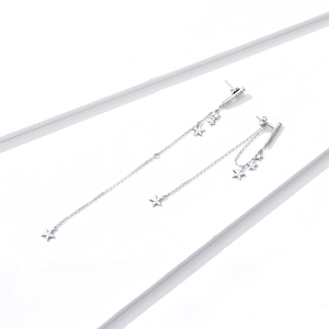 Boucles <span class=keywords><strong>d</strong></span>'oreilles asymétriques pour femmes, livraison gratuite, S925, étoile en argent sterling, Han Feng, tempérament, longue, bse3449 - Product Image 2