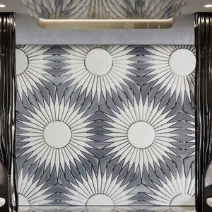 <span class=keywords><strong>Mosaico</strong></span> <span class=keywords><strong>in</strong></span> <span class=keywords><strong>Pietra</strong></span> Marmorizzata Penny Round per Pareti, Pavimenti, Bagno, Cucina, Piastrelle a Getto d'Acqua con Motivo a Girasole - Product Image 5