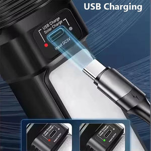 Lampe torche LED COB à charge rapide WOSEN C, alimentée par énergie solaire, double couleur, étanche IP65, portée du faisceau 200-300 m, rechargeable, portable - Product Image 3