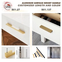 Poignées de meuble en aluminium pour armoire, tiroir, cuisine, accessoires de quincaillerie personnalisés pour meubles