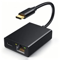 Adaptador USB-C 2 en 1 con PD de 100W y Ethernet Gigabit Micro de 100Mbps para Laptop