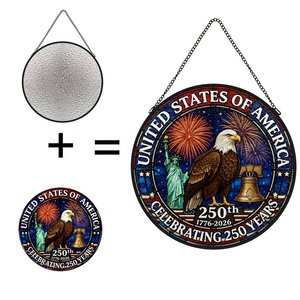Pendentif attrape-soleil en vitrail, ornement commémoratif du 250e anniversaire des États-Unis - Product Image 6