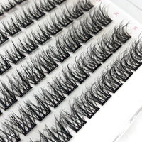 Logo Kustom Bulu Mata Palsu Tempel Sendiri Faux Cils Press on Lashes Clusters