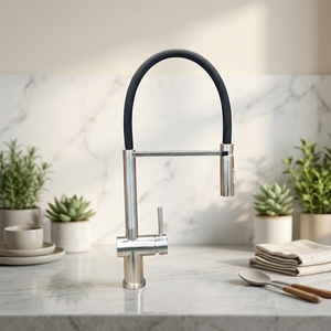 Robinet de cuisine 2-en-1 en acier inoxydable avec douchette extractible pour la maison – Approvisionnement direct usine - Product Image 1