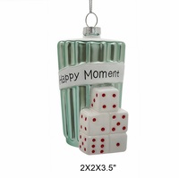 Boules de Noël en verre en forme de dés rouges, décorations amusantes pour le divertissement, pendentifs