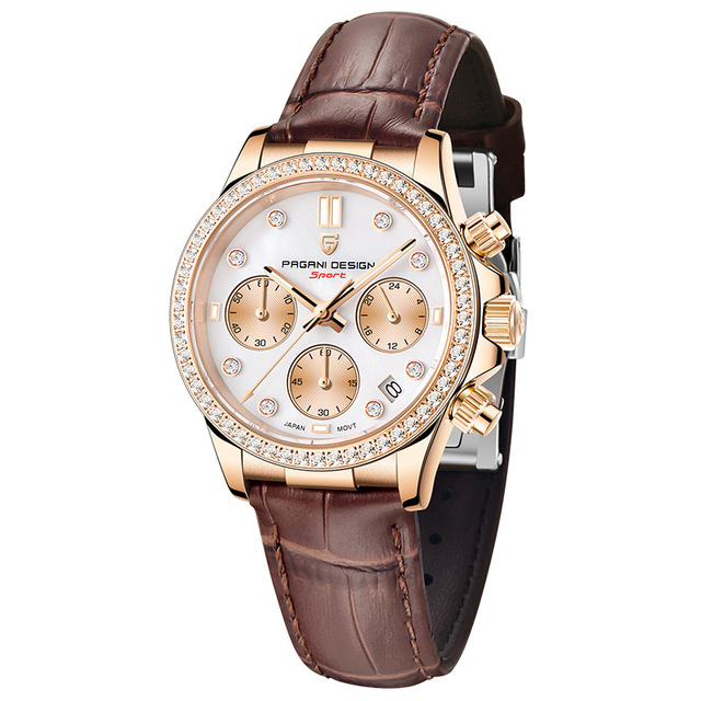 Pagani Design 1730 Top Brand Elegant Female Quartz Watch Latest Genuine Leather Band Waterproof Chronograph Simple Casual Watch