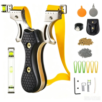 Slingshots de compétition en acier inoxydable de haute qualité, semi-automatiques, longue portée, et accessoires