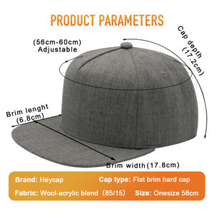 Gorra <span class=keywords><strong>de</strong></span> Béisbol Heycap al por Mayor, con Forro Transpirable, Personalizable, para Fiestas al Aire Libre, <span class=keywords><strong>de</strong></span> 5 Paneles, <span class=keywords><strong>de</strong></span> <span class=keywords><strong>Lana</strong></span>, con Logotipo Bordado <span class=keywords><strong>en</strong></span> 3D, Visera Plana, Parte Superior Rígida, a la Moda - Product Image 3