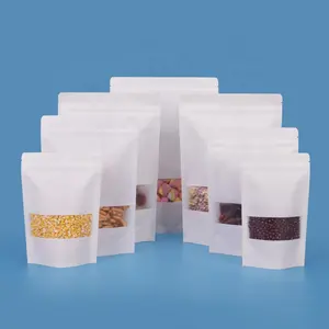 Kahve çay fındık gıda için özel baskılı mat pencere ambalaj renkli ambalaj kağıdından torba