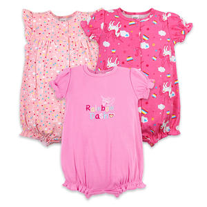 Vente chaude vêtements pour enfants européens américains pour la vente en gros costume rampant en coton à manches courtes pour bébé garçons filles barboteuse - Product Image 4