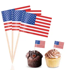 Tailai thứ 4 của July American tăm cờ toppers trang trí bánh Ngày Độc Lập Yêu Nước cupcake Picks cho quân đội.