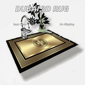 Tapis de maison moderne géométrique imprimé en 3D sur mesure, Dubai, lavable en machine, polyester, velours, antidérapant - Product Image 2