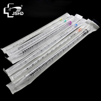 Pipette sérologique jetable en plastique stérile de laboratoire en polystyrène de 1 ml, 2 ml, 5 ml, 10 ml, 25 ml, 50 ml