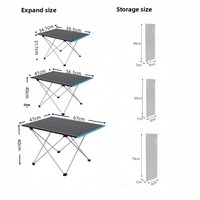 Table de camping rectangulaire pliante en alliage d'aluminium, taille moyenne, avec structure en X, mobilier d'extérieur portable, en stock