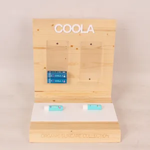 Factory customized transparent acrylic and wood display rack multi-functional acrylic lipstick lip pomade storage rack