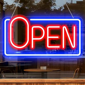 Letrero Luminoso LED de Neón 'Abierto' para Ventana de Negocio, Letrero Luminoso 'Abierto' para Tienda, Carteles, Letreros para Negocios, 16 x 8.6 Pulgadas - Product Image 1