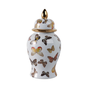 Vaso in ceramica con motivo a farfalla, vaso decorativo per fiori, per soggiorno, decorazione per la casa, pezzo d'arredo moderno. - Product Image 3
