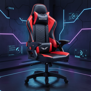 Chaise de jeu ergonomique à dossier haut, noire, pivotante, avec appui-tête réglable, <span class=keywords><strong>pas</strong></span> chère - Product Image 1