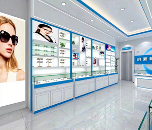 <span class=keywords><strong>Vitrine</strong></span> d'exposition optique en verre trempé à 360 degrés avec éclairage LED, meuble de vente de lunettes de luxe - Product Image 2