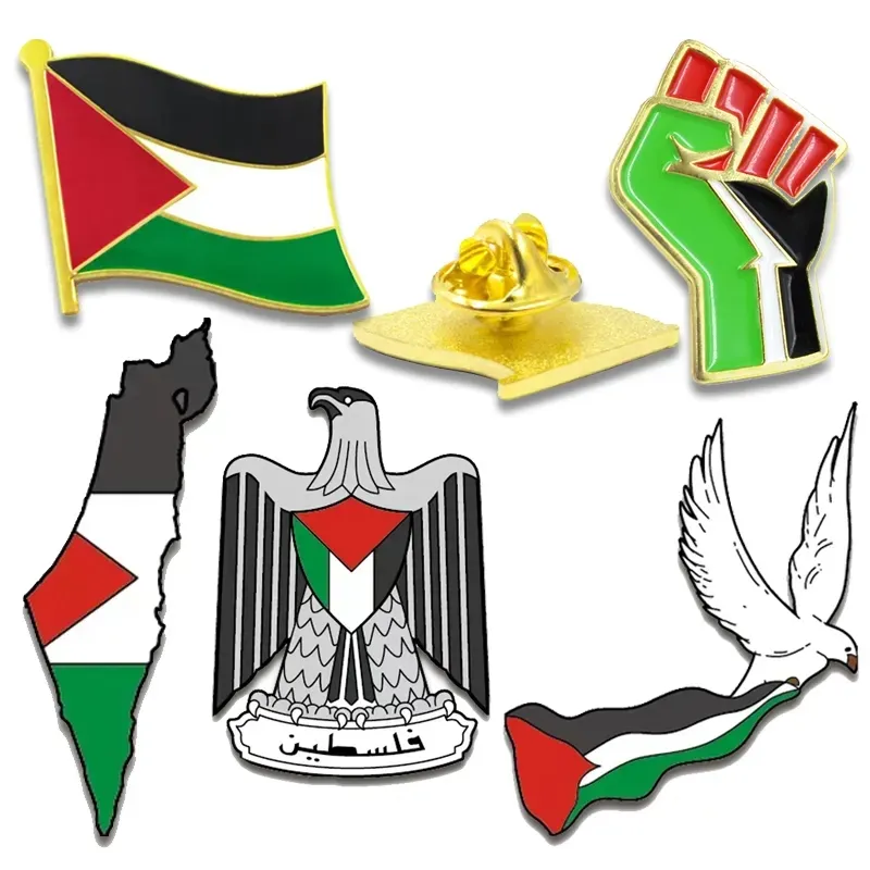 Décorations Souvenirs Cadeaux Personnalisé Palestinien Écharpe Produits Bracelet Bracelet Broche Revers Émail Badge Palestine Drapeau Pin