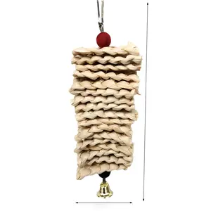 Corn Fur And Apple Wood Combination Birdcage Pendant Parrot Toy Bite Supplies Cuttlefish Bone Bite Skewers For Small Animals