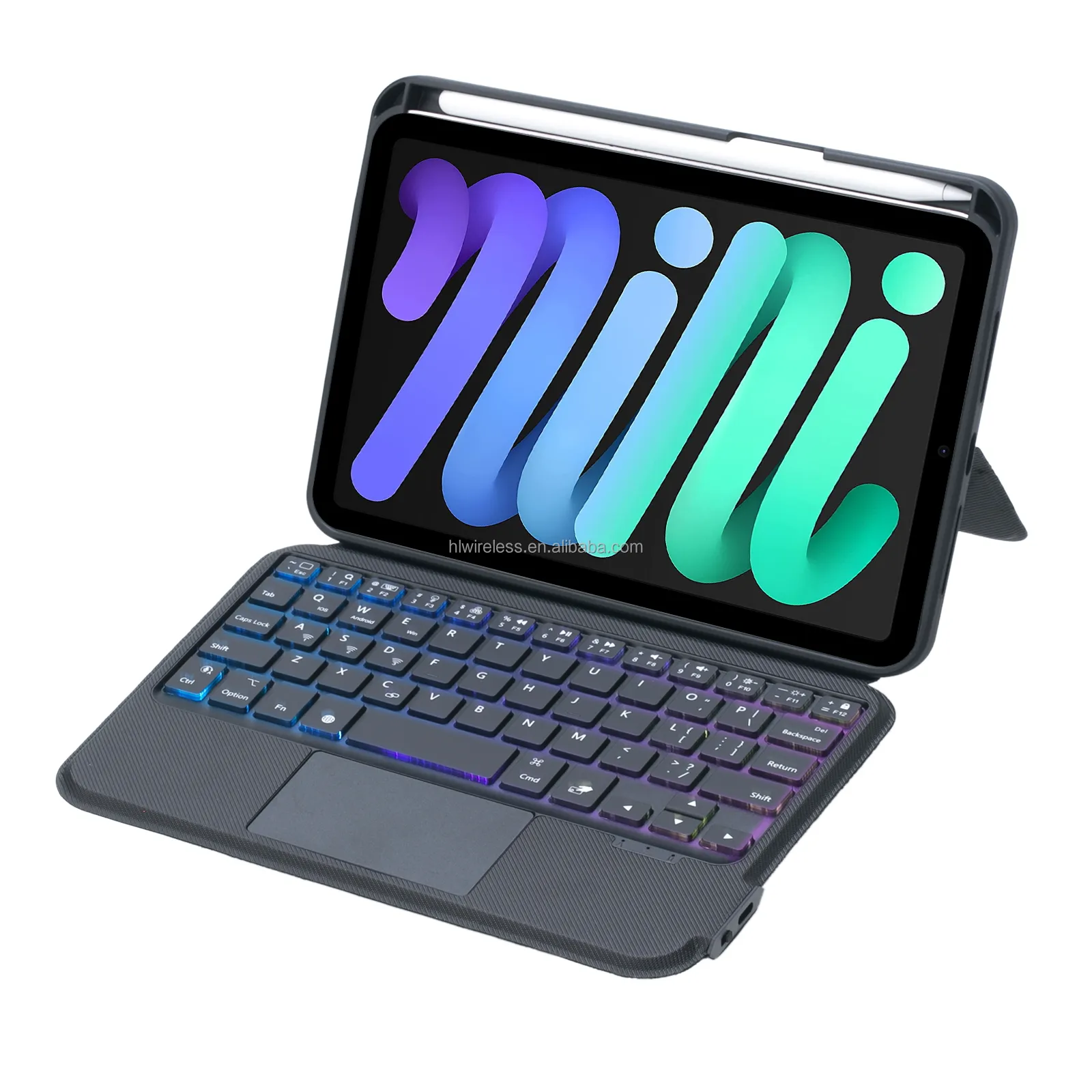 Funda con teclado mágico para iPad Mini 6 de Apple, teclado inalámbrico con retroiluminación y portalápices