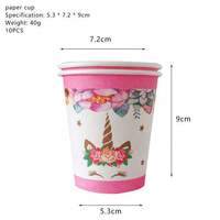 Ensemble de vaisselle jetable pour fête d'anniversaire sur le thème de la licorne rose, vaisselle jetable pour enfants, assiettes en papier, gobelets, couverts