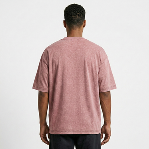 Camiseta de Hombre con Lavado Ácido, Algodón Grueso, Estilo Vintage, Corte Holgado, Cuello Redondo, Manga Corta, Ropa Urbana Casual, Moda Premium - Product Image 2