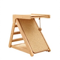 Lit-griffoir de luxe moderne et classique pour chat – Combinaison durable en bois massif, écologique et anti-chute, avec structure d'escalade pour chat en carton